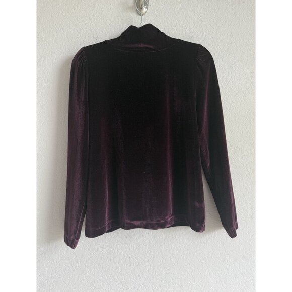 Loft Plush Velvet Turtleneck Top Puffed Long Sleeves Women’s‎ Size Small Plum - Picture 3 of 10